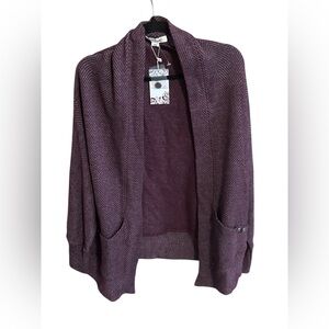 Simply Noelle Maroon Striped Open Cardigan- S/M